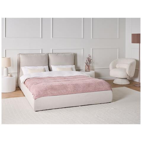 Letto Tessuto Bajonna 160 X 200 Cm Beige - Foto 1