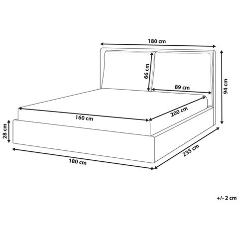Letto Tessuto Bajonna 160 X 200 Cm Beige - Foto 8