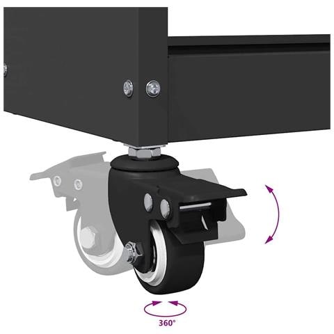 Carrello per Attrezzi con lo scaffale Nero 75 x 35 x 73 cm - Foto 9