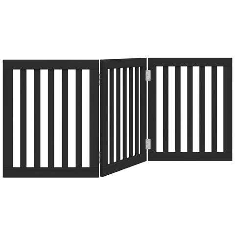Cancello per Cani Pieghevole 3 Pannelli Nero 150cm Legno Pioppo - Foto 1