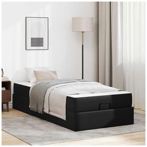 Struttura letto con materasso Nero 100 x 200 cm Pelle sintetica - Foto 2