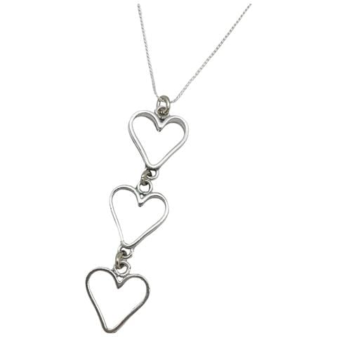 Collana A Triplo Cuore Con Lunghezza Della Goccia Di 40 Cm, Placcata Argento - Foto 2