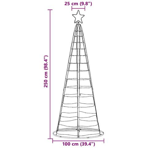 Albero di Natale LED con 390 LED Bianco freddo 250 cm Ferro - Foto 9