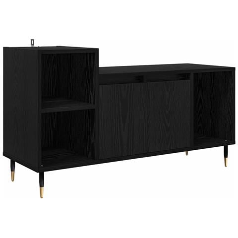 Mobile TV Rovere Nero 100 x 35 x 55 cm Legno multistrato - Foto 1