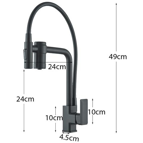 Rubinetto per lavello da cucina, Blackswan, tipo M372, modello nero opaco, con uscita acqua purificata e doccia mobile a 2 modalità, dimensione 49 cm - Foto 4