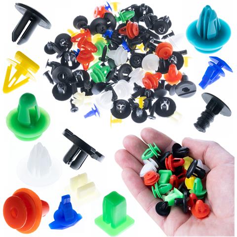 Set Di Rivetti Universali Per Auto - 100 Pezzi | Materiale Plastico, Multicolore, Lunghezza 1-4 Cm | Per Interni, Carrozzeria, Tuning - Foto 1