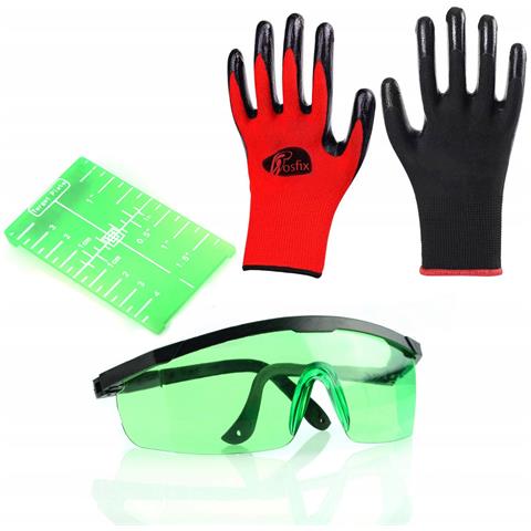 Set Di Accessori Per Livella Laser - Targa Verde, Occhiali Protettivi, Guanti L | Precisione, Sicurezza, Comfort - Foto 1