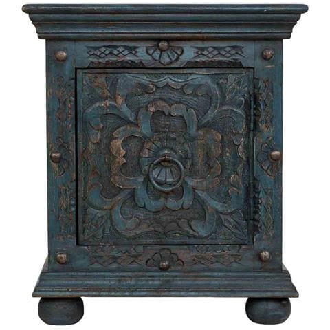 Mobile Da Ingresso Artigianale In Legno, Blu, 50x40x59h Cm - Foto 2