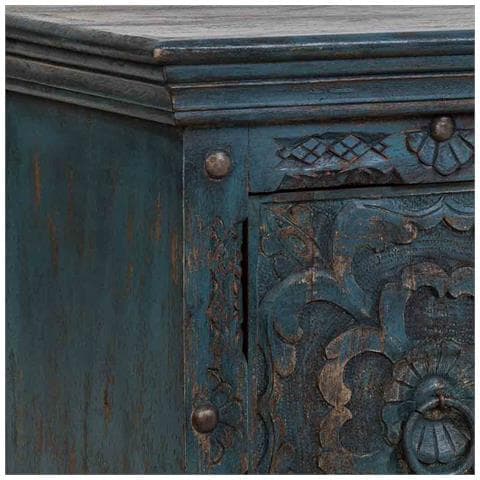 Mobile Da Ingresso Artigianale In Legno, Blu, 50x40x59h Cm - Foto 8