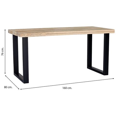 Tavolo Da Pranzo Rettangolare Con Piano In Mango Naturale E Gambe 160x80x76 - Foto 4