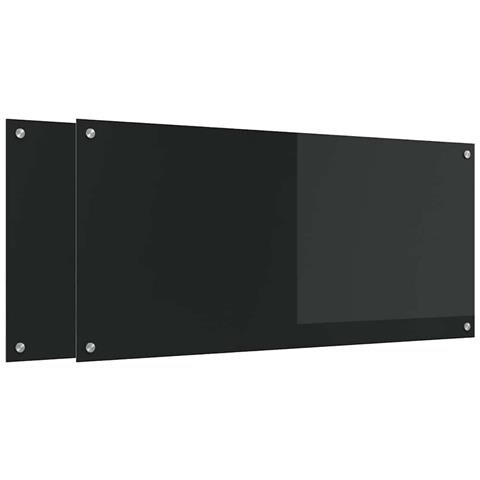 Rivestimento da Cucina 2 pcs Nero 110 x 50 cm vetro temperato - Foto 1