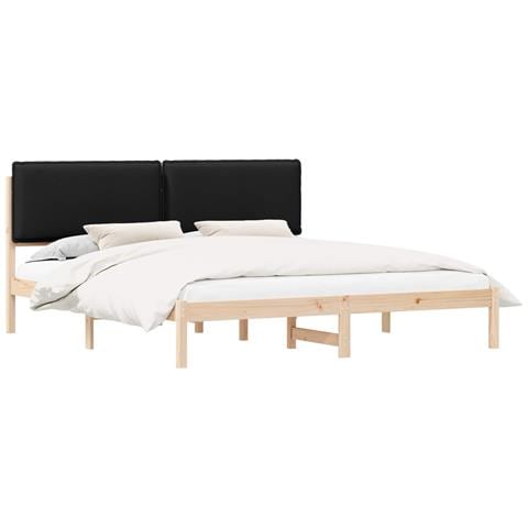 Letto con Testiera Rivestita Nero 200 x 200 cm - Foto 1