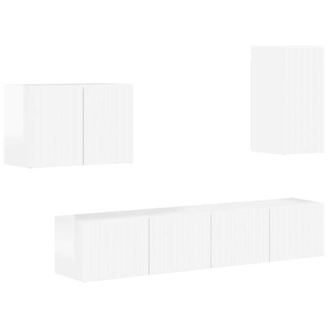 Set di Mobiletto da TV a Parete 4 pcs Bianco Lucido - Foto 1