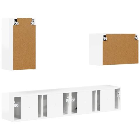 Set di Mobiletto da TV a Parete 4 pcs Bianco Lucido - Foto 9