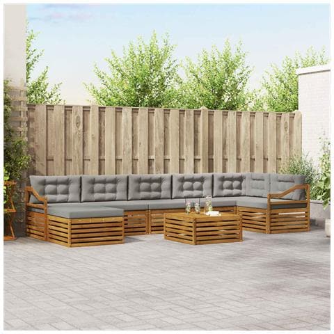 Set divani con cuscino 8 pcs Grigio Naturale e Chiaro - Foto 2