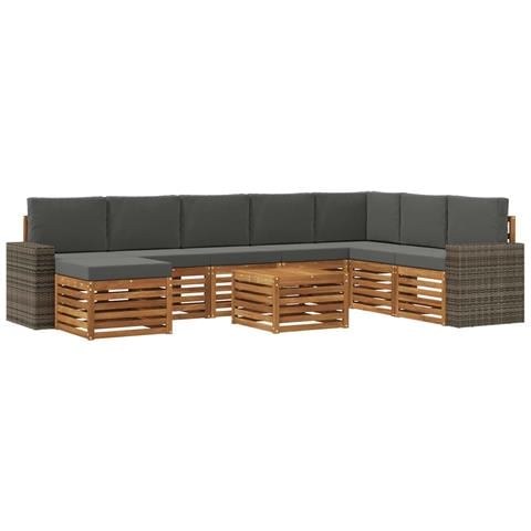 Set di divani da esterno con cuscino 9 pcs Naturale e Antracite - Foto 1