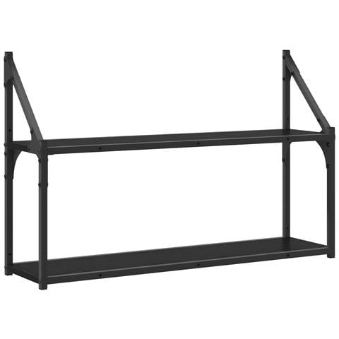 Scaffale da parete A parete Rovere nero 80 x 21 x 51 cm - Foto 1