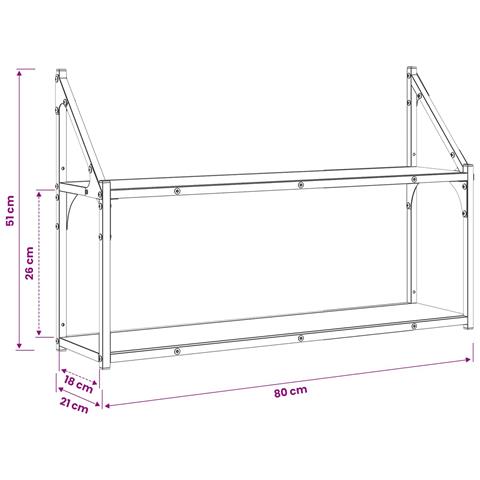 Scaffale da parete A parete Rovere nero 80 x 21 x 51 cm - Foto 4