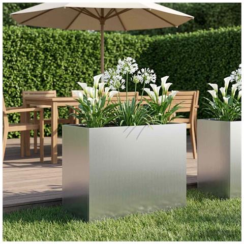 Vaso da giardino Argento 60 x 30 x 40 cm Acciaio zincato - Foto 2