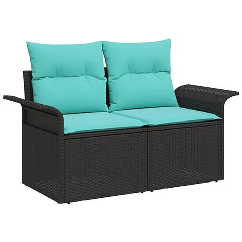 Set di divani 6 pz 4-Numero di posti Nero e Blu - Foto 2
