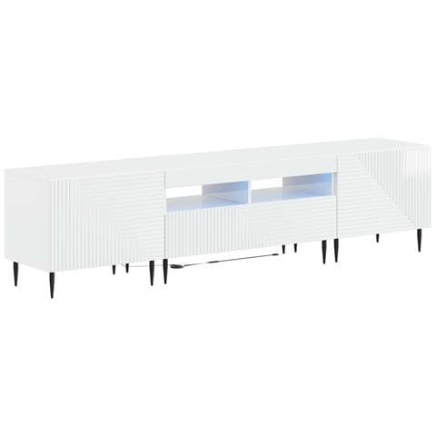 Mobile TV LED a 3 pezzi Bianco Lucido Legno ingegnerizzato - Foto 1
