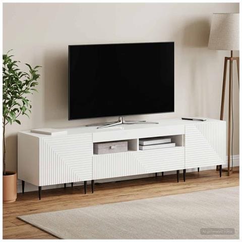 Mobile TV LED a 3 pezzi Bianco Lucido Legno ingegnerizzato - Foto 9