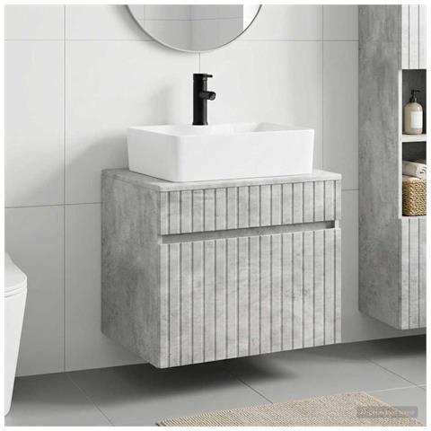 Set di mobili per il bagno Grigio Cemento Legno ingegnerizzato - Foto 2