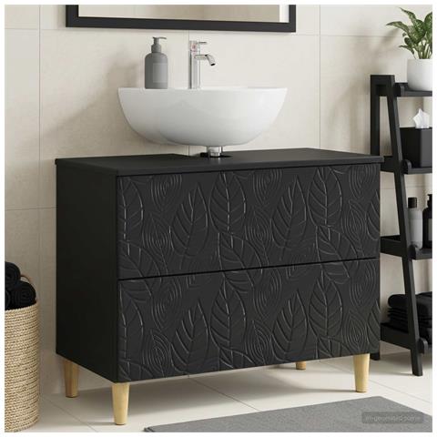 Armadio per Lavabo da Bagno DELFT Nero 82 x 41 x 59 cm - Foto 2