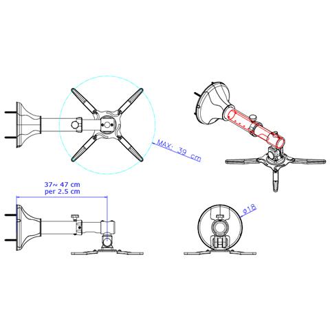 Supporto a Parete BEAMER-W050BLACK per Proiettori e Videoproiettori - Foto 2
