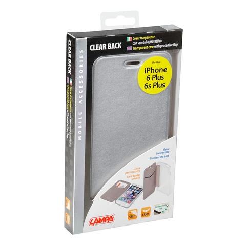 Clear Back, Cover Trasparente Con Sportello Protettivo - Apple Iphone 6 Plus / 6s Plus - Argento - Foto 2