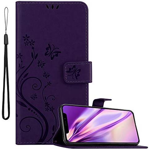 Cadorabo Custodia Compatibile Con Apple Iphone Xs In Lilla Scuro Fiore - Coperchio Protettivo In Design Floreale Con Chiusura Magnetica, Funzione Stand E Slot Per Carte - Foto 1