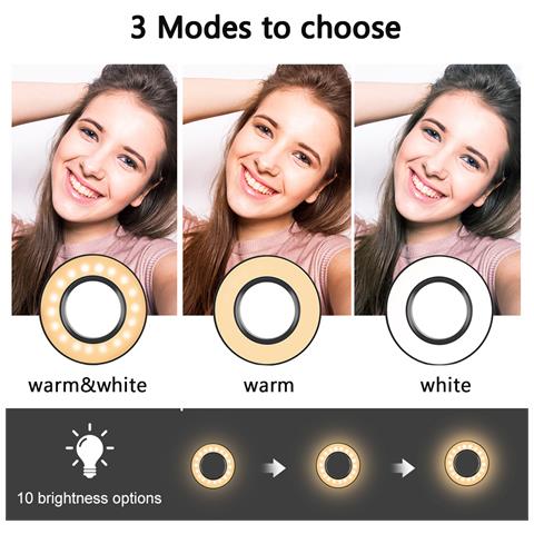 Anello Luminoso Girevole Con Supporto, 25 Cm - Nero - Foto 10