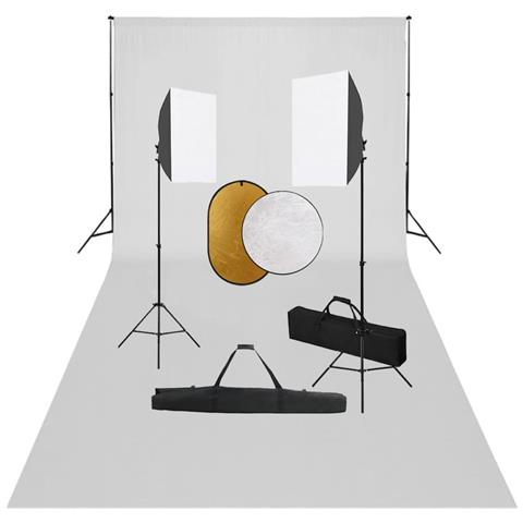 Kit per Studio Fotografico con Set Luci, Fondale e Riflettore - Foto 1