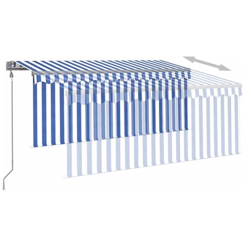 Tenda Sole Retrattile Automatica con Parasole 3x2,5m Blu Bianco - Foto 2