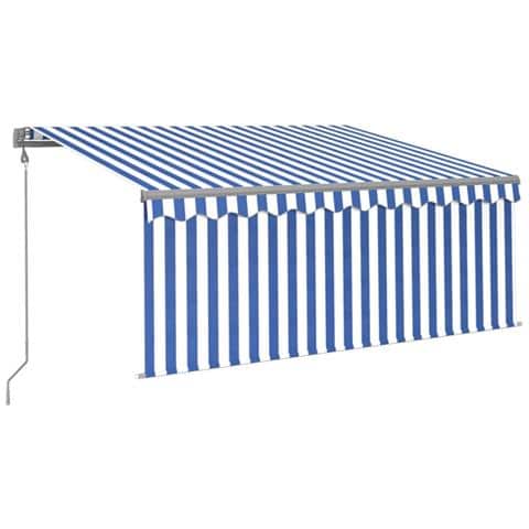 Tenda Sole Retrattile Automatica con Parasole 3x2,5m Blu Bianco - Foto 1