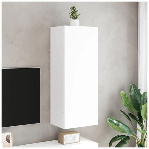 Mobile Tv A Parete Bianco 40,5x30x102 Cm In Legno Multistrato - Foto 3