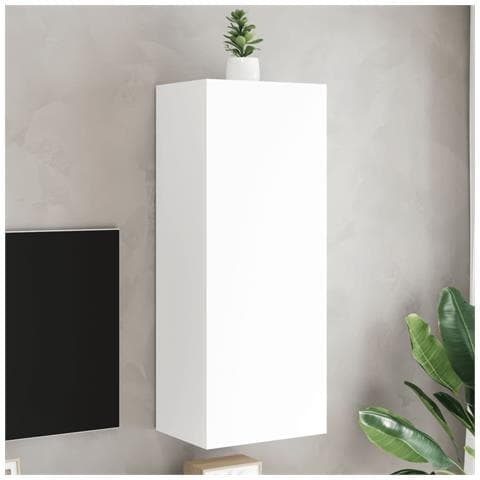 Mobile Tv A Parete Bianco 40,5x30x102 Cm In Legno Multistrato - Foto 1