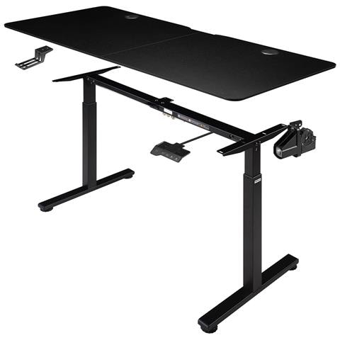 Scrivania Elettrica Regolabile Altezza 140x60x72-117cm Nero Console Di Comando - Foto 2
