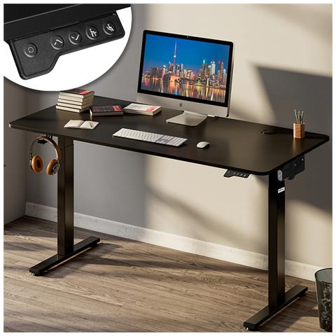 Scrivania Elettrica Regolabile Altezza 140x60x72-117cm Nero Console Di Comando - Foto 1