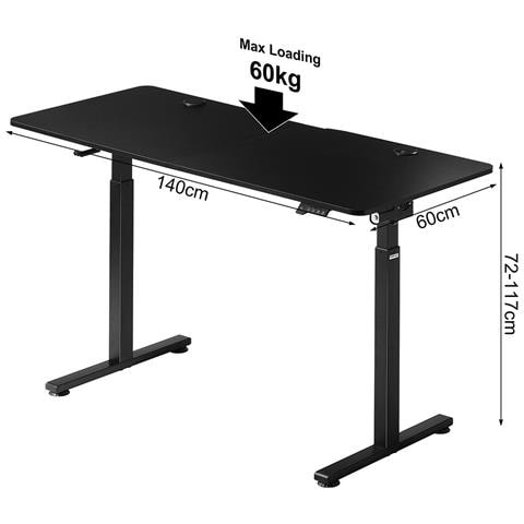 Scrivania Elettrica Regolabile Altezza 140x60x72-117cm Nero Console Di Comando - Foto 5