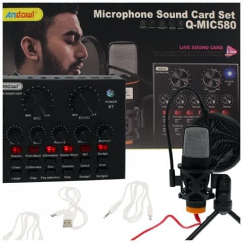 Trade Shop - Microfono A Condensatore Q-mic580 Schede Audio Bluetooth Filtro Anti-pop Con Base - Foto 1
