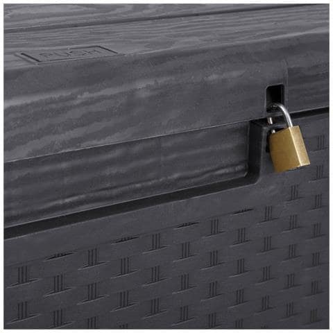 Baule Multiuso Lucchettabile Capienza 340 Lt Con Rotelle Rattan Antracite - Foto 2