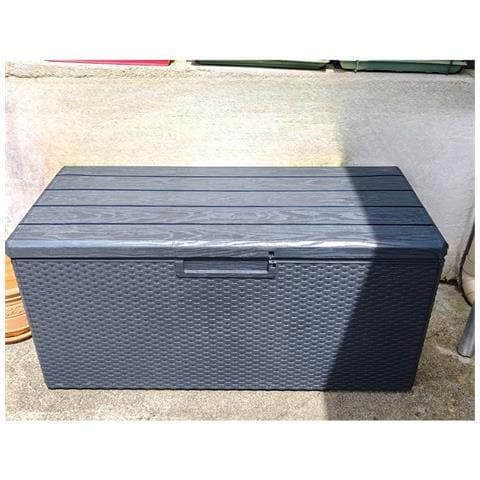 Baule Multiuso Lucchettabile Capienza 340 Lt Con Rotelle Rattan Antracite - Foto 8