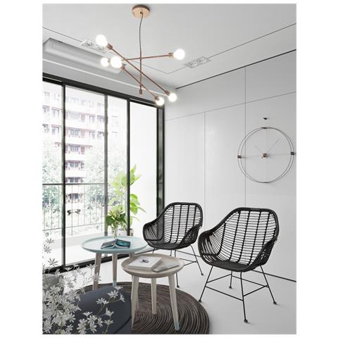 Kiran Set Di 2 Sedie Da Pranzo In Rattan Nero - Foto 6