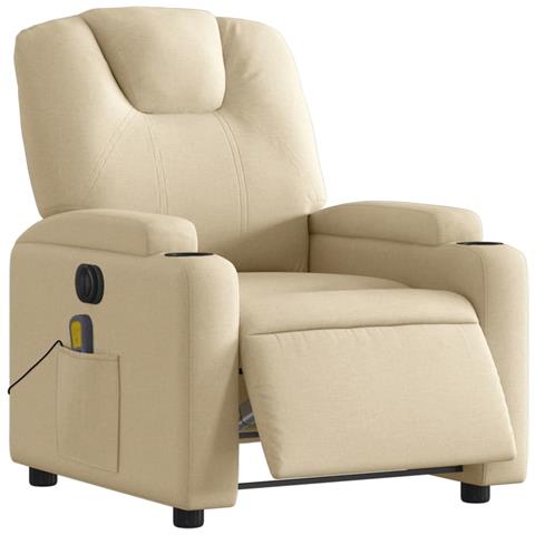 Poltrona Reclinabile Massaggiante Elettrica Crema In Tessuto - Foto 3