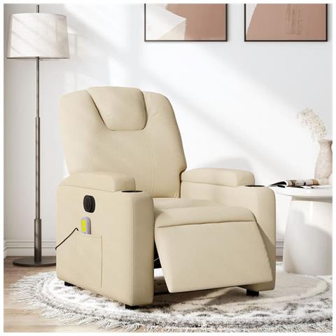 Poltrona Reclinabile Massaggiante Elettrica Crema In Tessuto - Foto 1