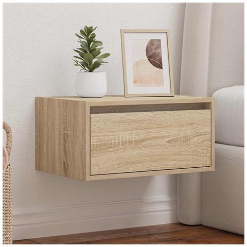 Comodino a Parete con luci LED Rovere Sonoma - Foto 2