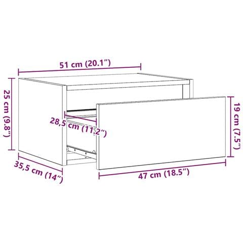 Comodino a Parete con luci LED Rovere Sonoma - Foto 10