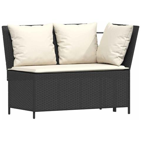 Set Divani da Giardino 5 pz con Cuscini in Polyrattan Nero - Foto 2