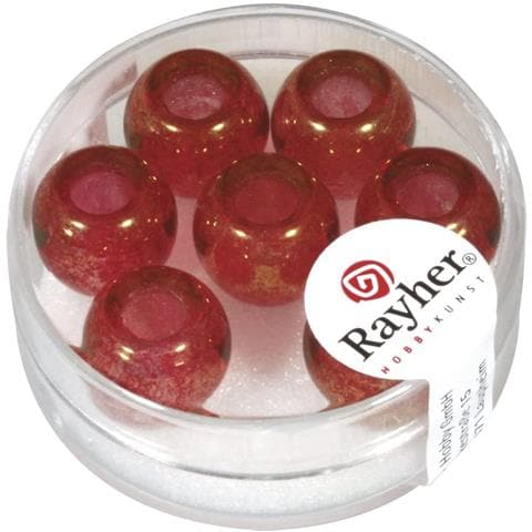 3 Pezzi - Perline In Vetro Con Foro Grande Ø12mm L. 5 Mm - Colore Rosso Classico - Foto 1